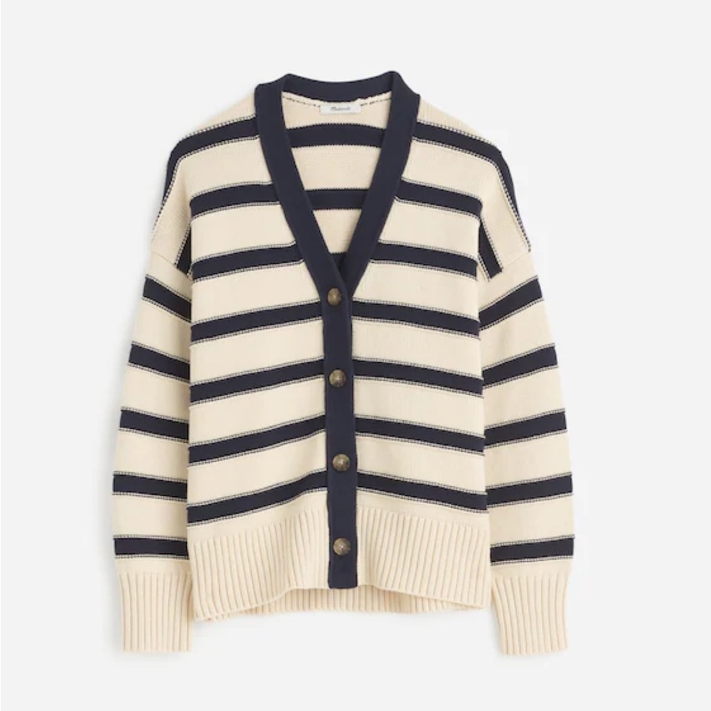 Madewell Oversized Cotton Cardigan in Stripe